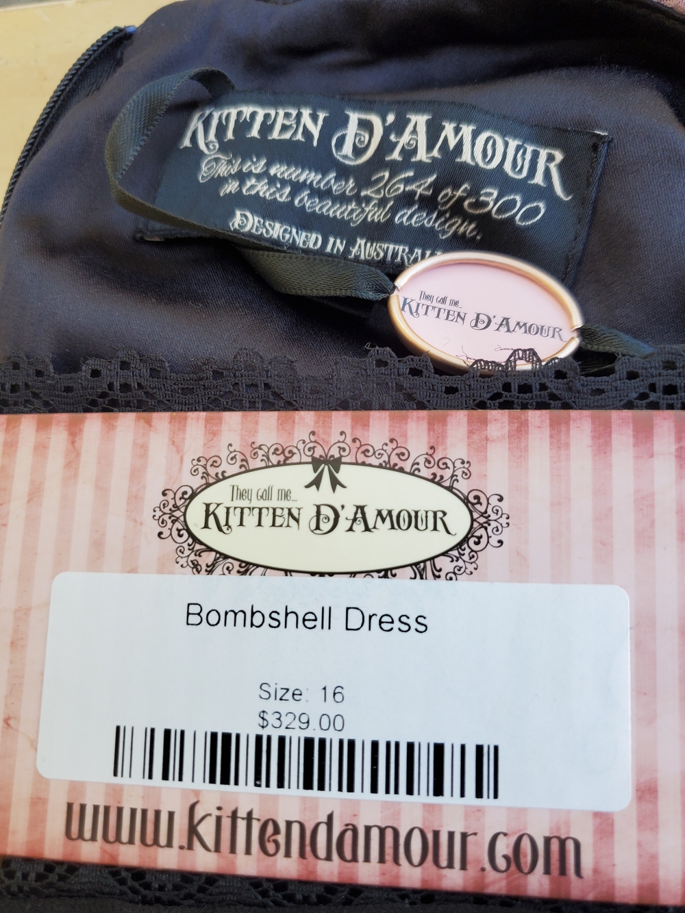 Kitten D'Amour Cowl Neck Floral Midi Dress - Black with Pink Roses - Picture 7 of 9